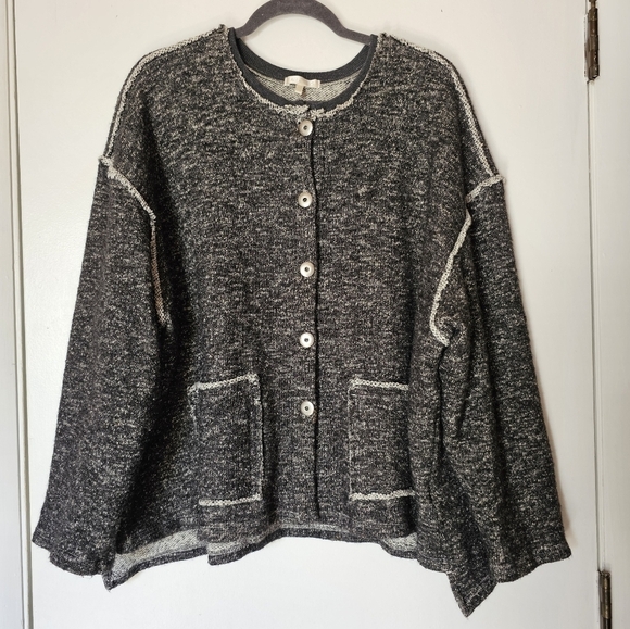 Kleën cotton blend gray ruffled oversized grandmacore winter cardigan Size M - Picture 1 of 7